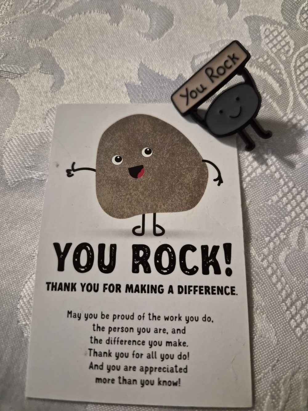 You Rock! Cute Rock Enamel Pin - Gray & Black